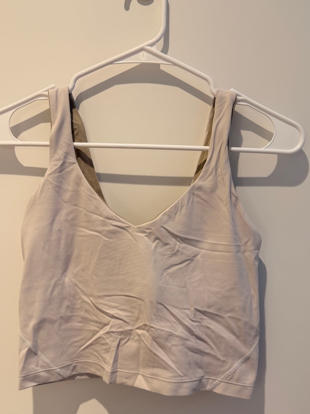 lululemon athletica light beige V-neck cropped sports bra top